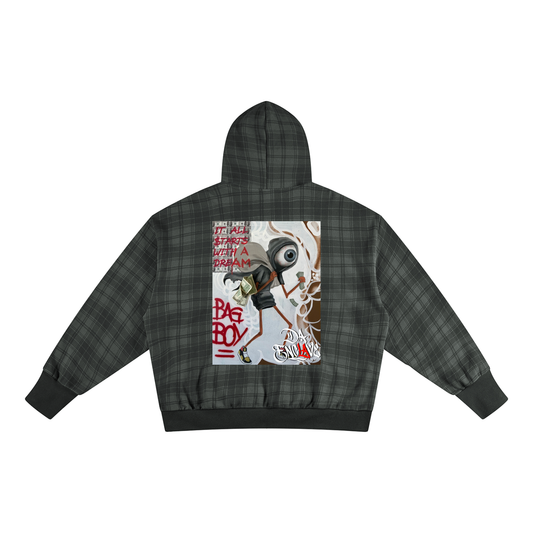 Bag Boy red LA Unisex Plaid Color Block Hoodie