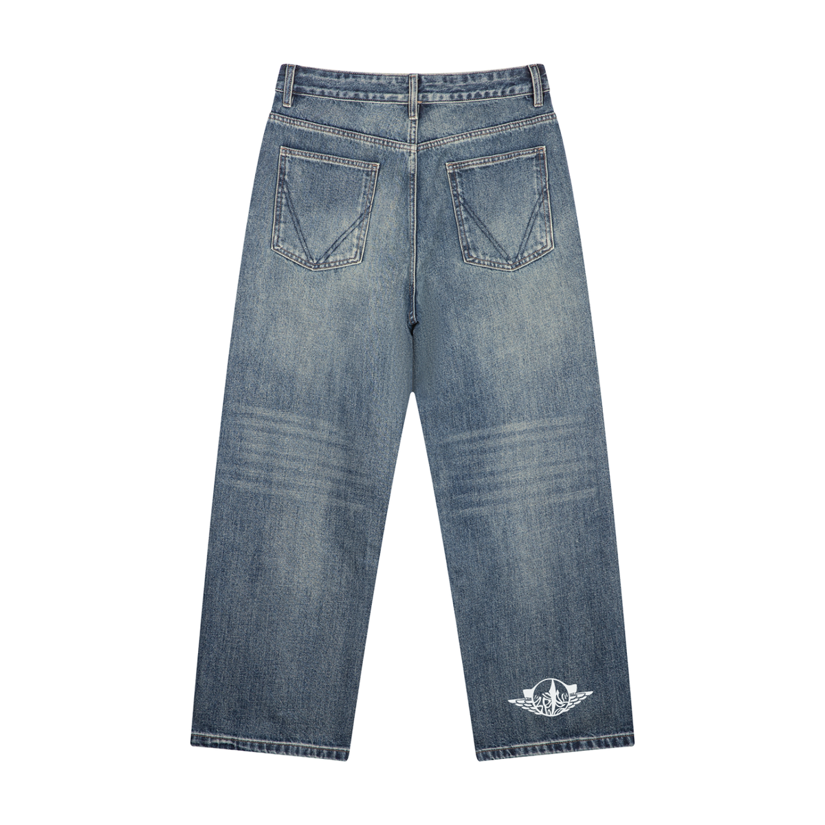 C.A.L.M Men's Vintage Wash Straight Leg Denim Jeans