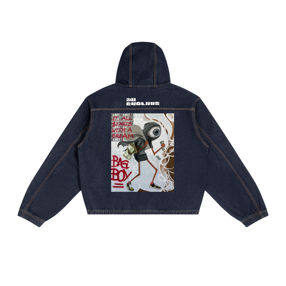 Da Enclave BAG BOY Men's Boxy Vintage Wash Hooded Denim Jacket
