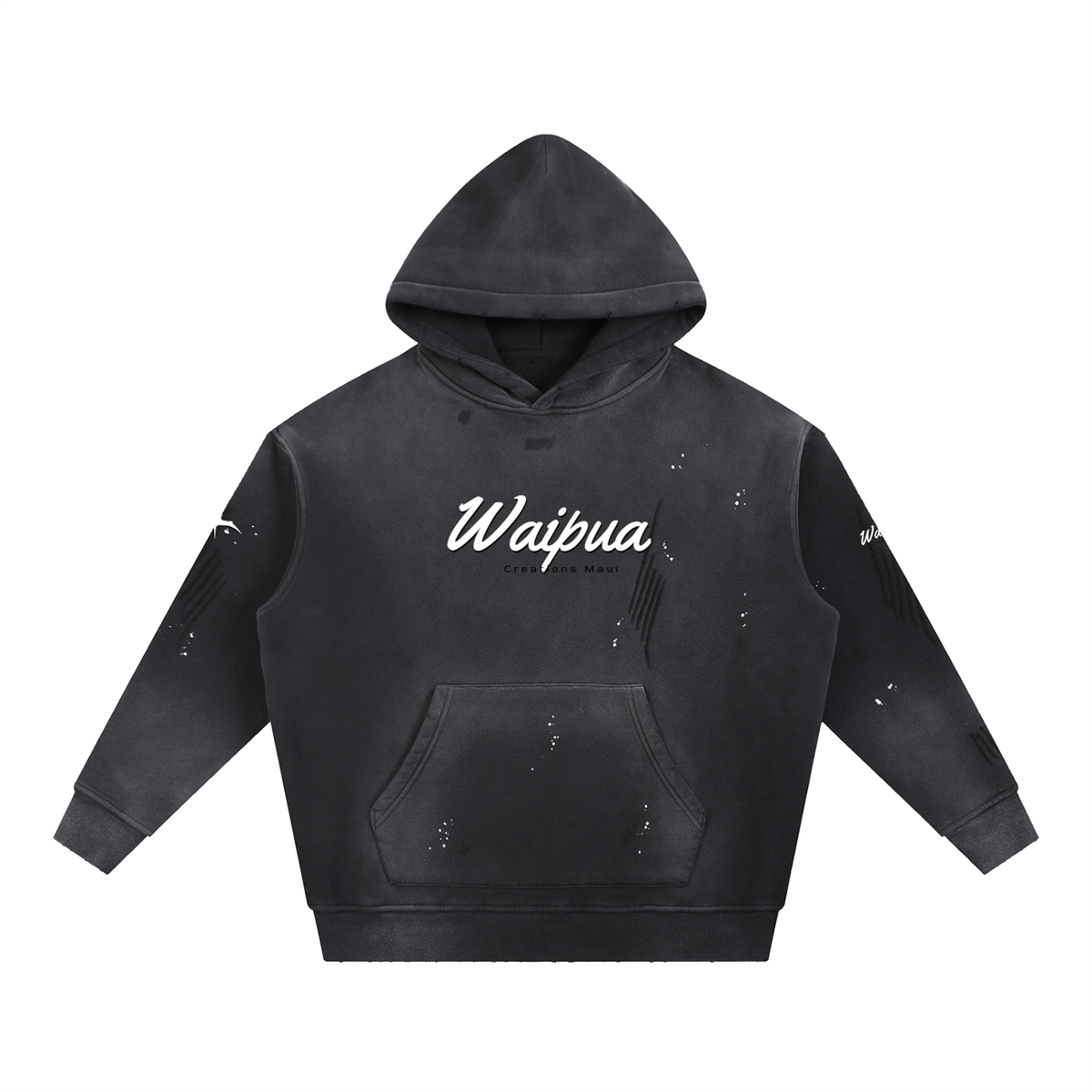 Waipua song bird black Vintage Washed Frayed Fleece Hoodie