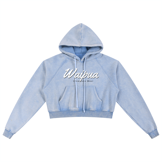 Waipua Maui Art Pannel Snow Washed Cropped Hoodie