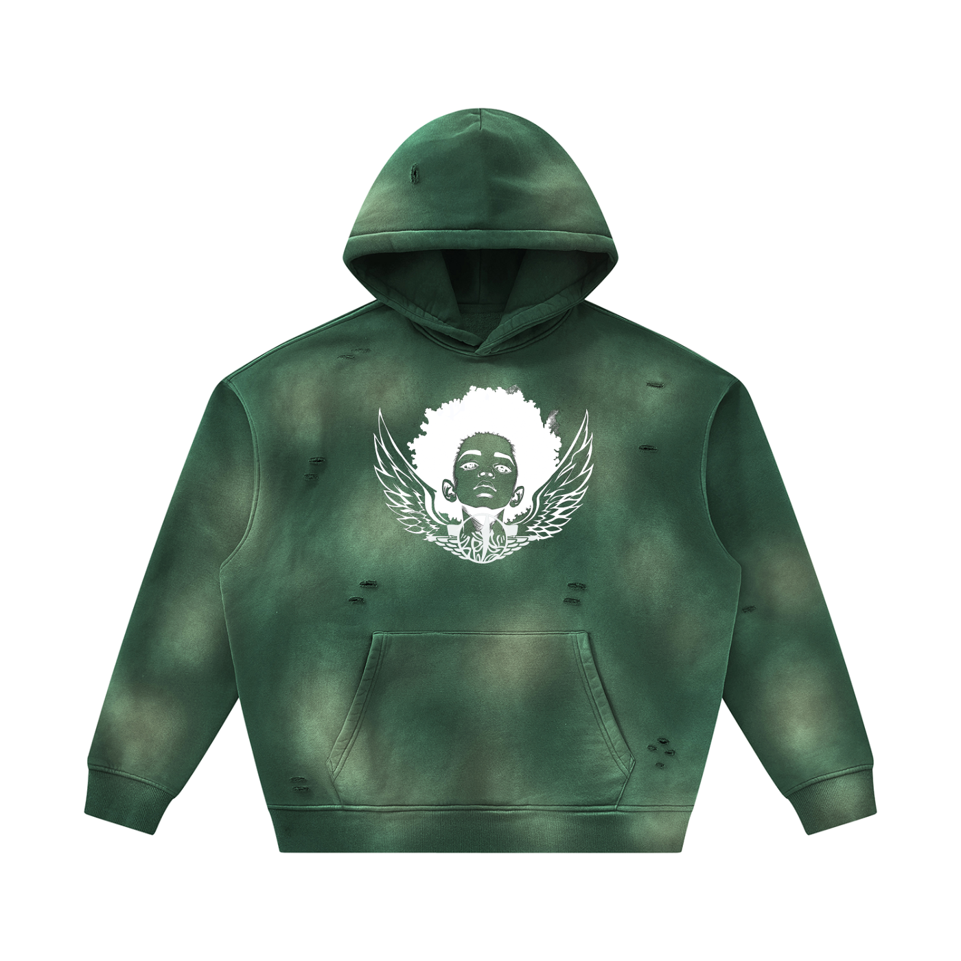 Smart Heart Unisex Sunfade Frayed Fleece Hoodie