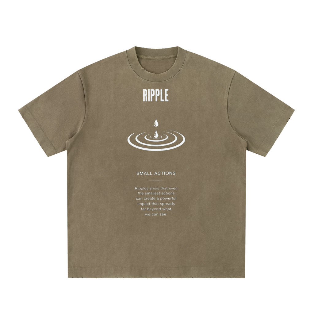 Ripple Heavyweight Vintage Washed Frayed T-Shirt