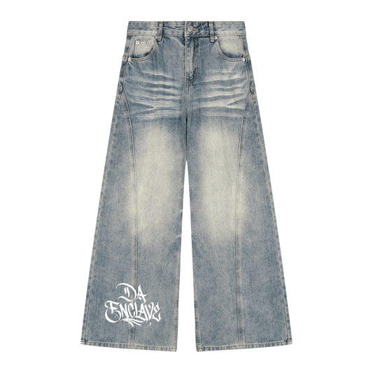 Da Enclave Women’s Vintage Wash Wide Leg Denim Jeans