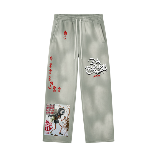 Bag boy grey Unisex Sun faded Wide Leg Fleece Sweatpants