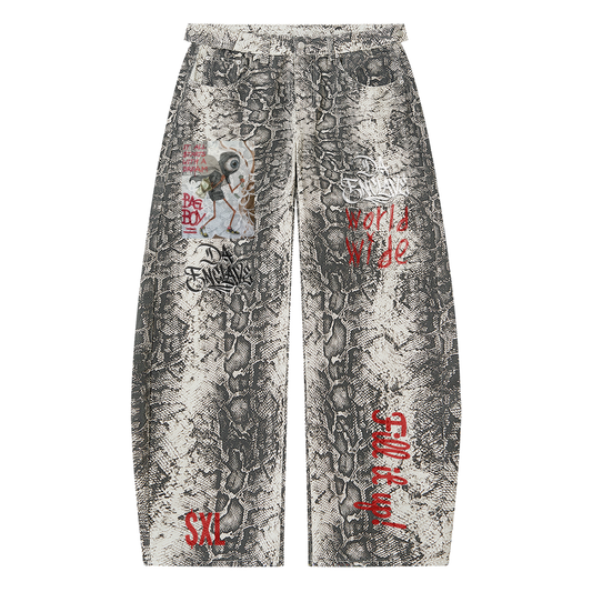 Bag boy Snake Print Barrel Leg Pants