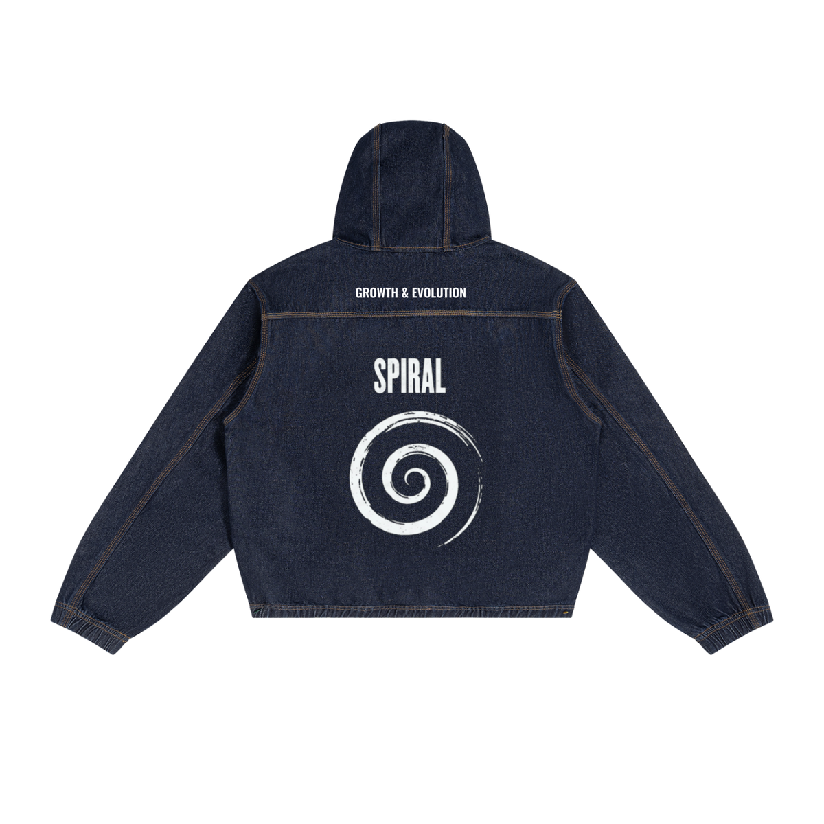 C.A.L.M. Spiral Men's Boxy Vintage Wash Hooded Denim Jacket