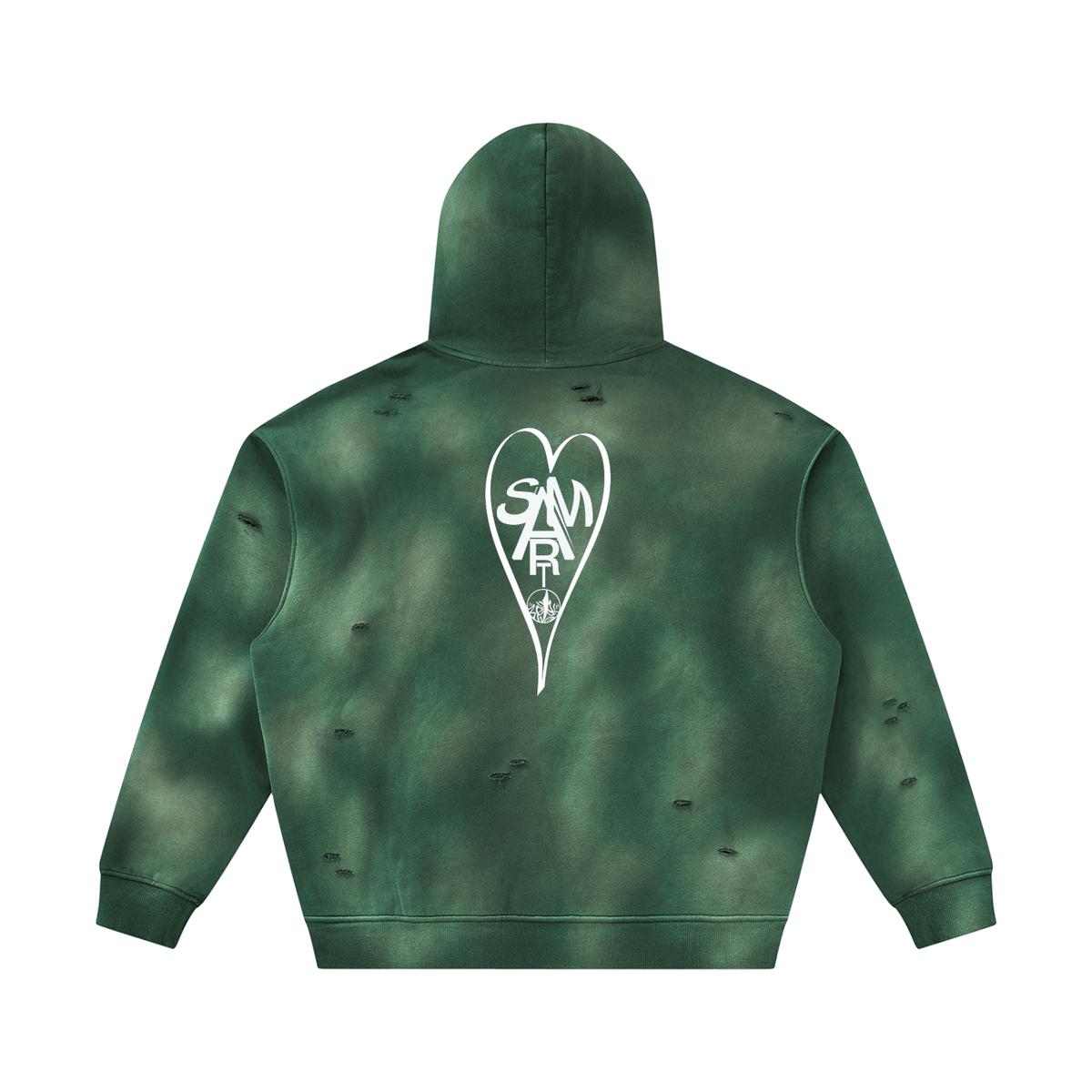 Smart Heart Unisex Sunfade Frayed Fleece Hoodie