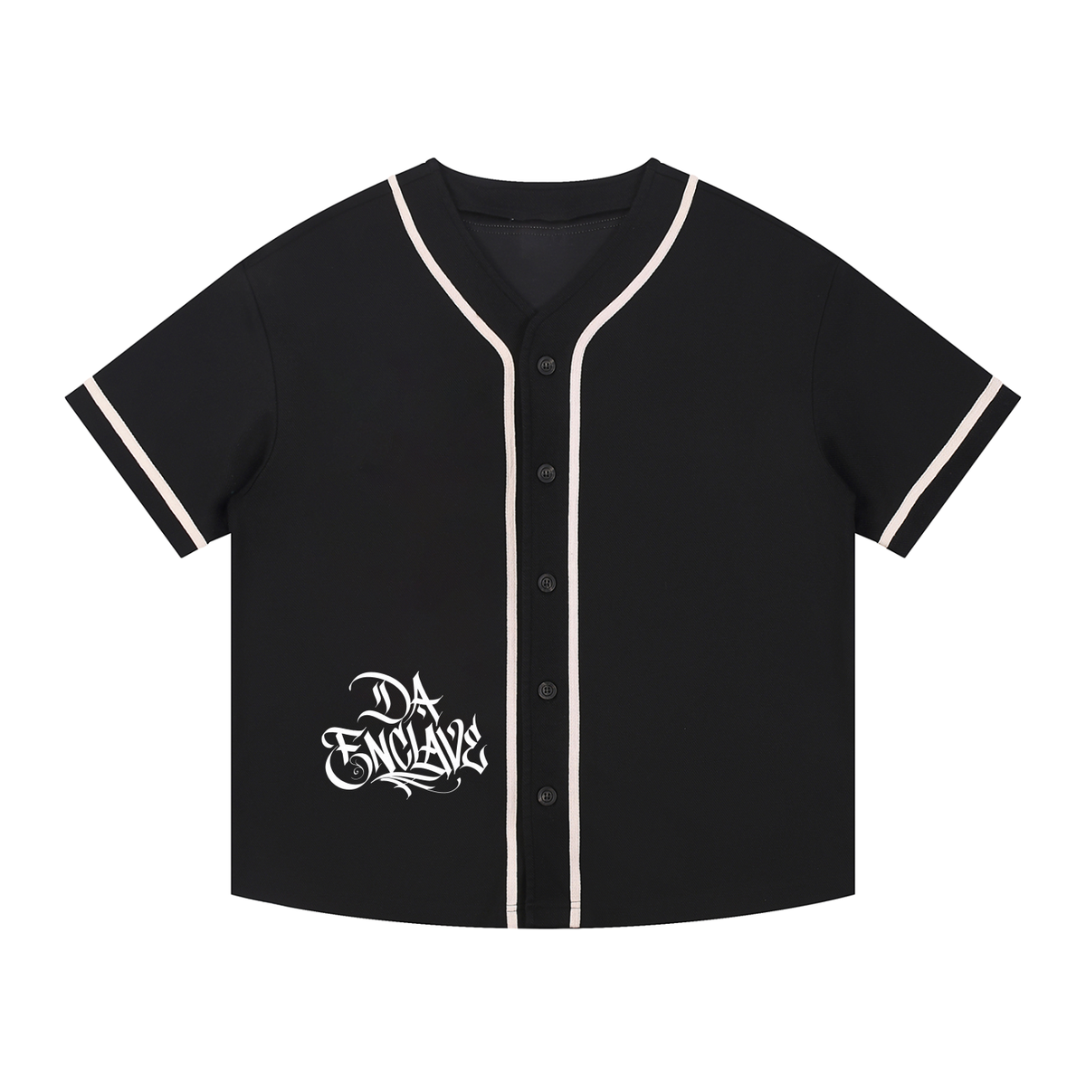 Black bag boy Da Enclave Contrast Piped Button-Up Jersey