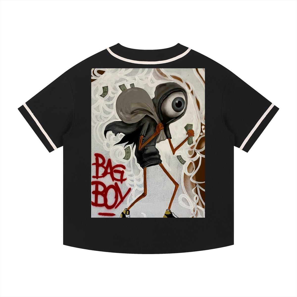 Black bag boy Da Enclave Contrast Piped Button-Up Jersey