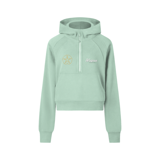 Sea Green Waipua Cropped Half-Zip Hoodie