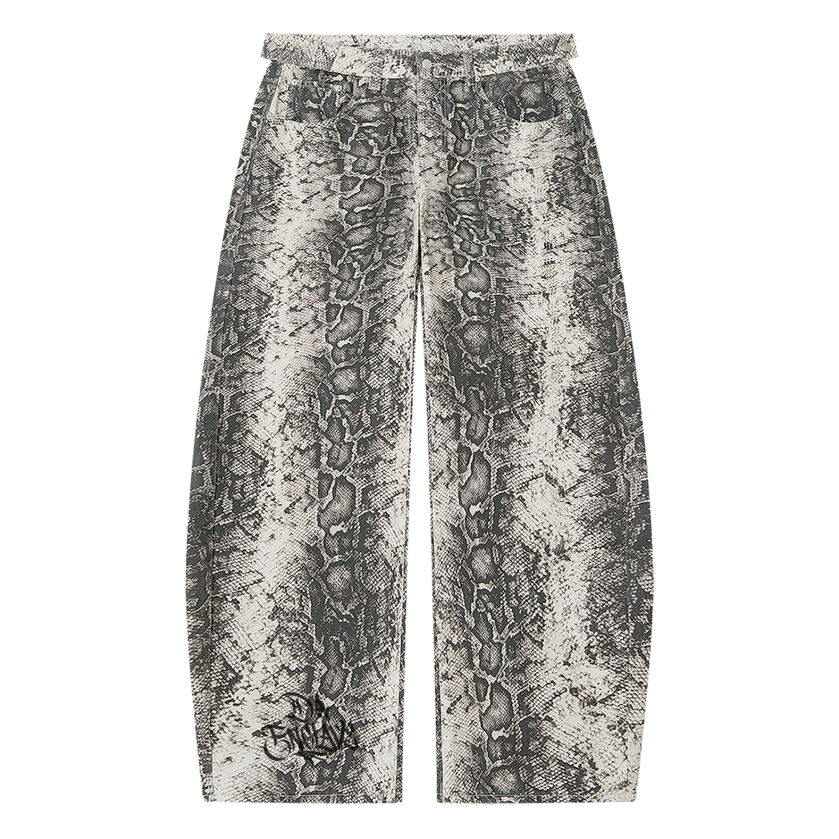 DaEnclave Minimal Men's Snake Print Barrel Leg Pants