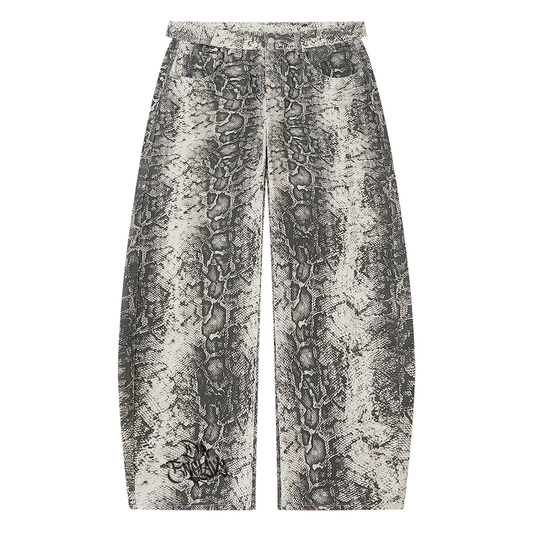 DaEnclave Minimal Men's Snake Print Barrel Leg Pants