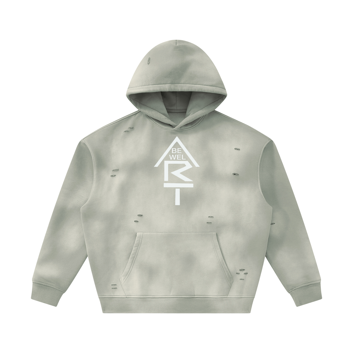Bewel Art Unisex Sunfade Frayed Fleece Hoodie