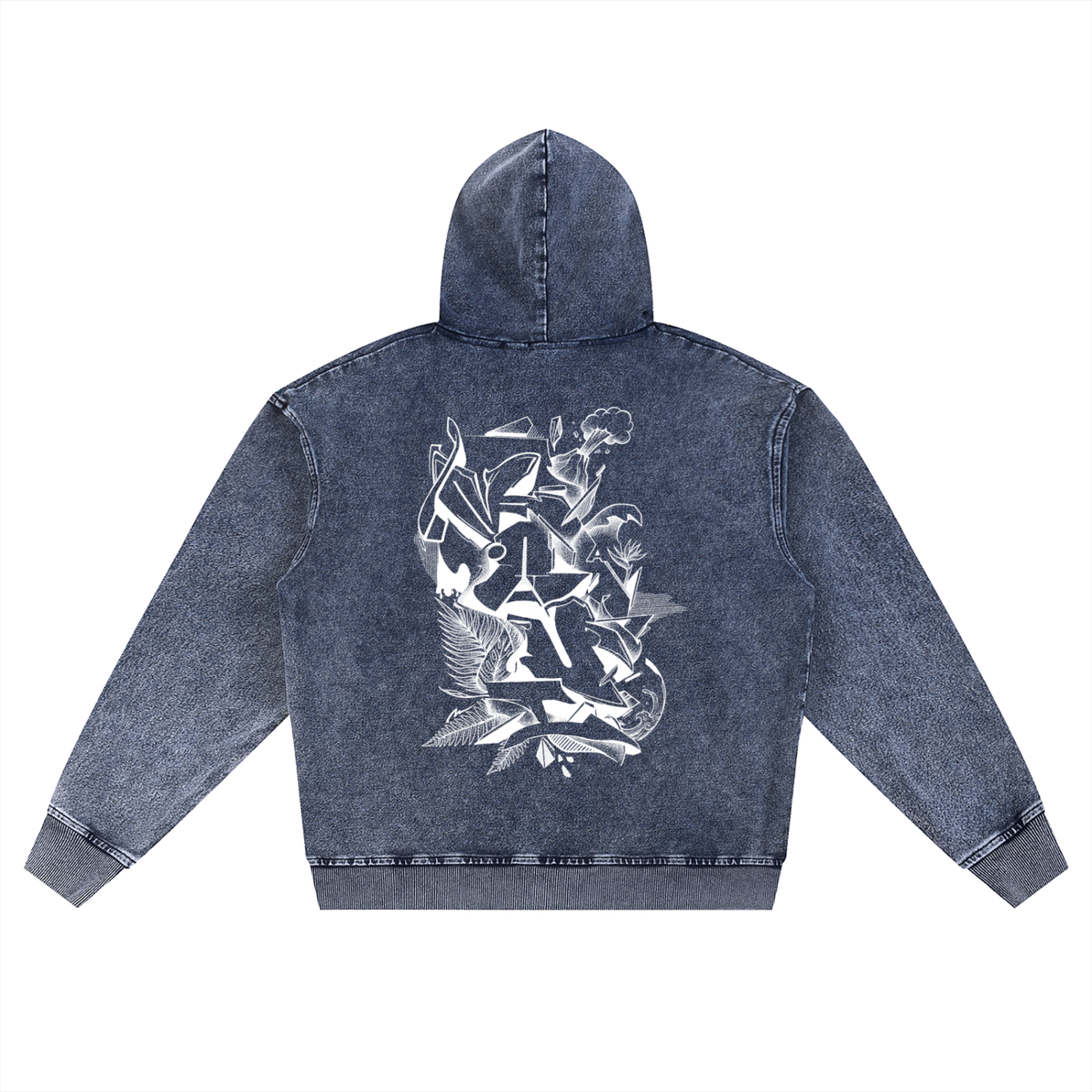 Maui graffiti designSnow Wash Oversized Zip-Up Hoodie
