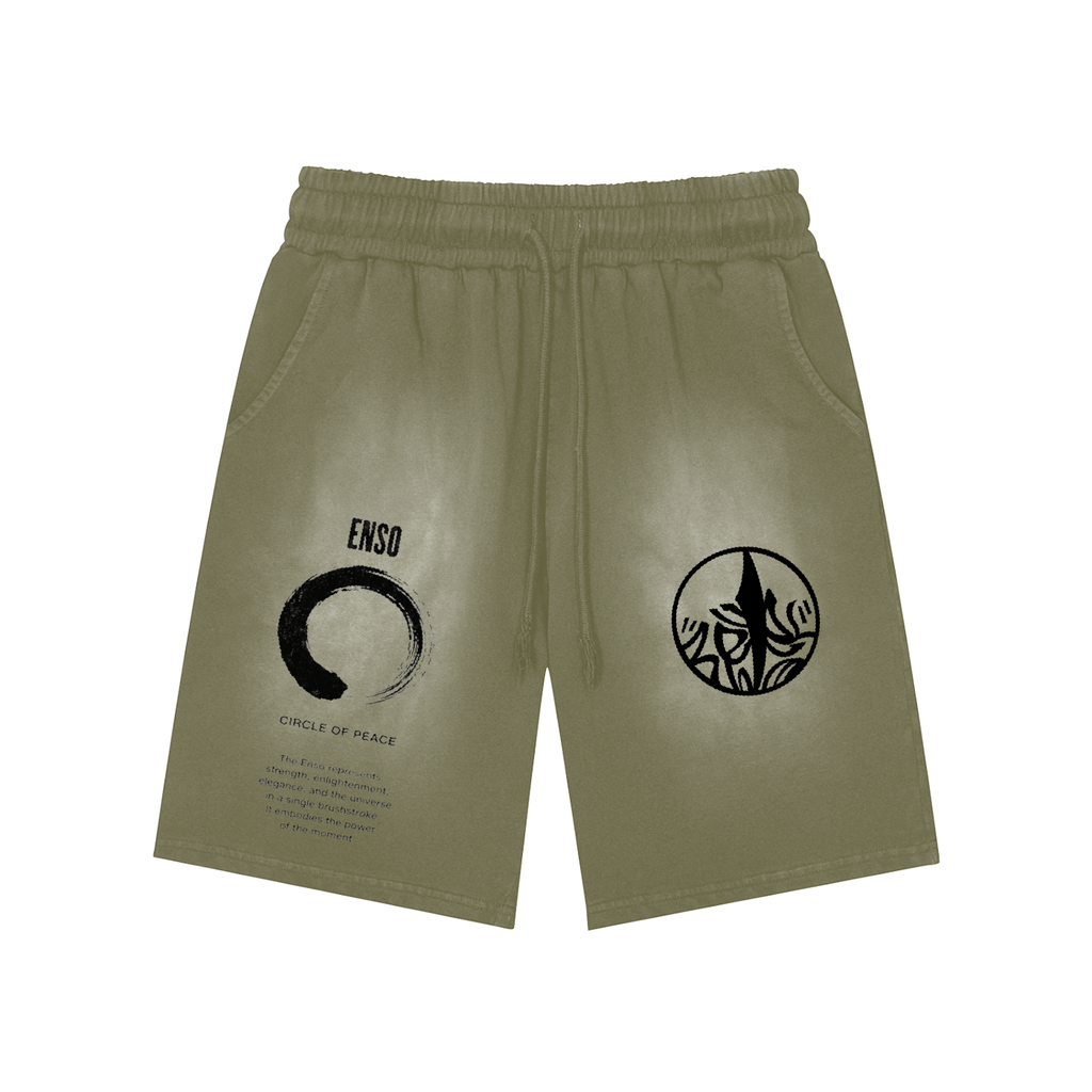 Enso Rectangle Patch Monkey Washed Shorts