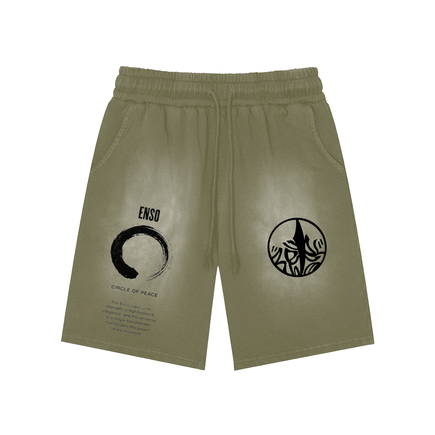 Enso Rectangle Patch Monkey Washed Shorts