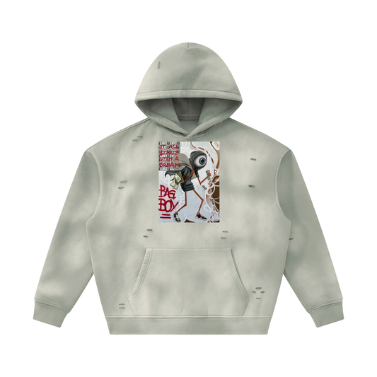 Bag boy black Unisex Sun faded Warm and Cozzy Frayed Fleece Hoodie