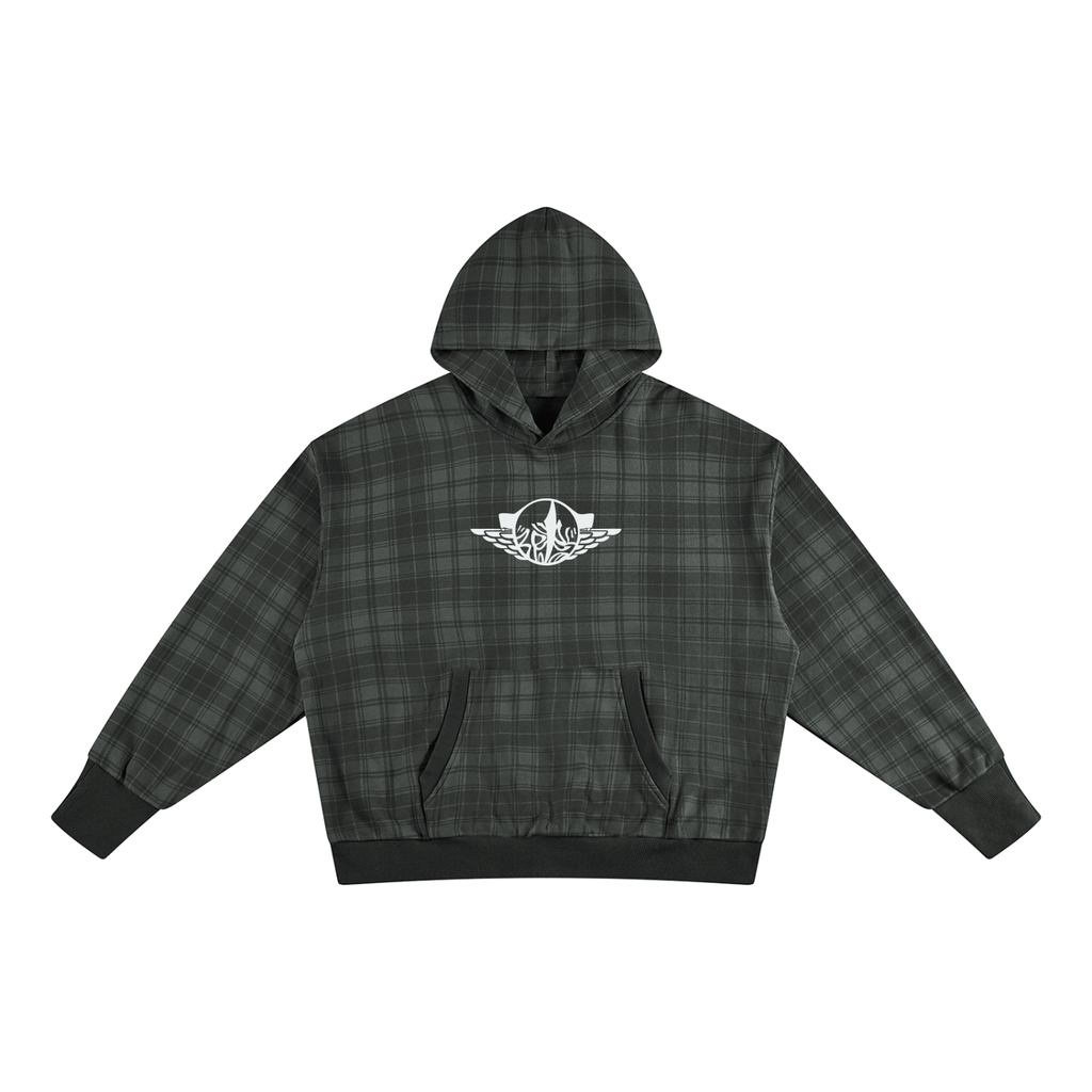 Spiral and logo Unisex Plaid Color Block Hoodie
