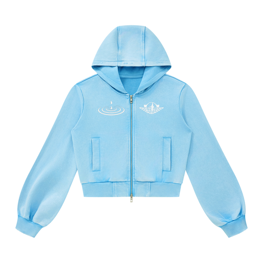Ripple Blue Women’s Vintage Wash Full Zip Hoodie