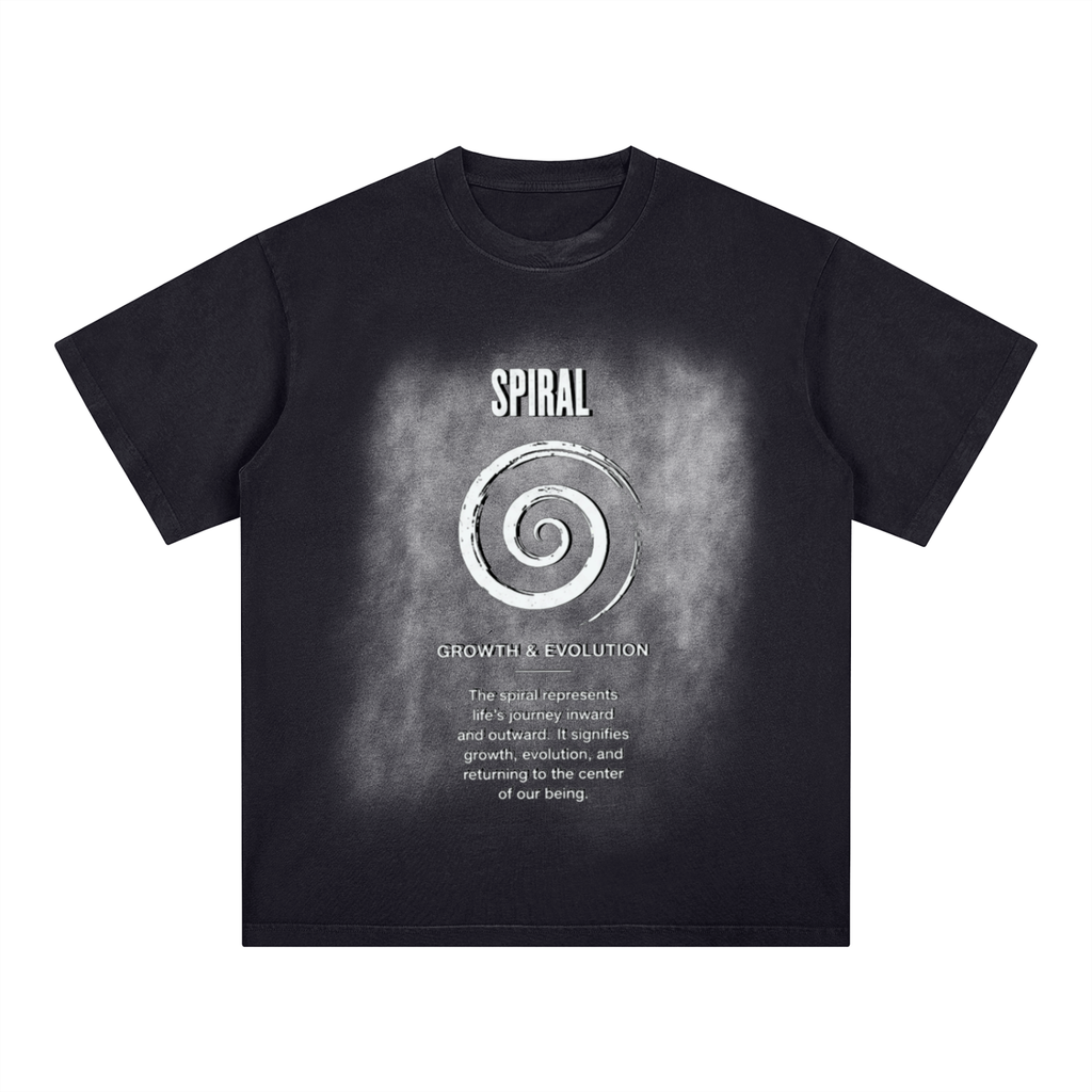 Spiral Square Patch Monkey Washed T-Shirt