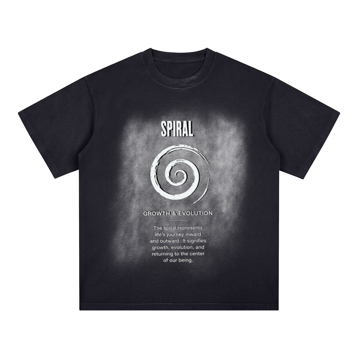 Spiral Square Patch Monkey Washed T-Shirt