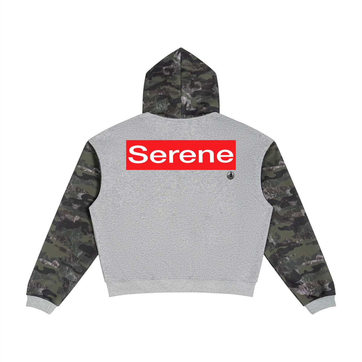 Serene Unisex Colorblock Camo Full Zip Boxy Hoodie
