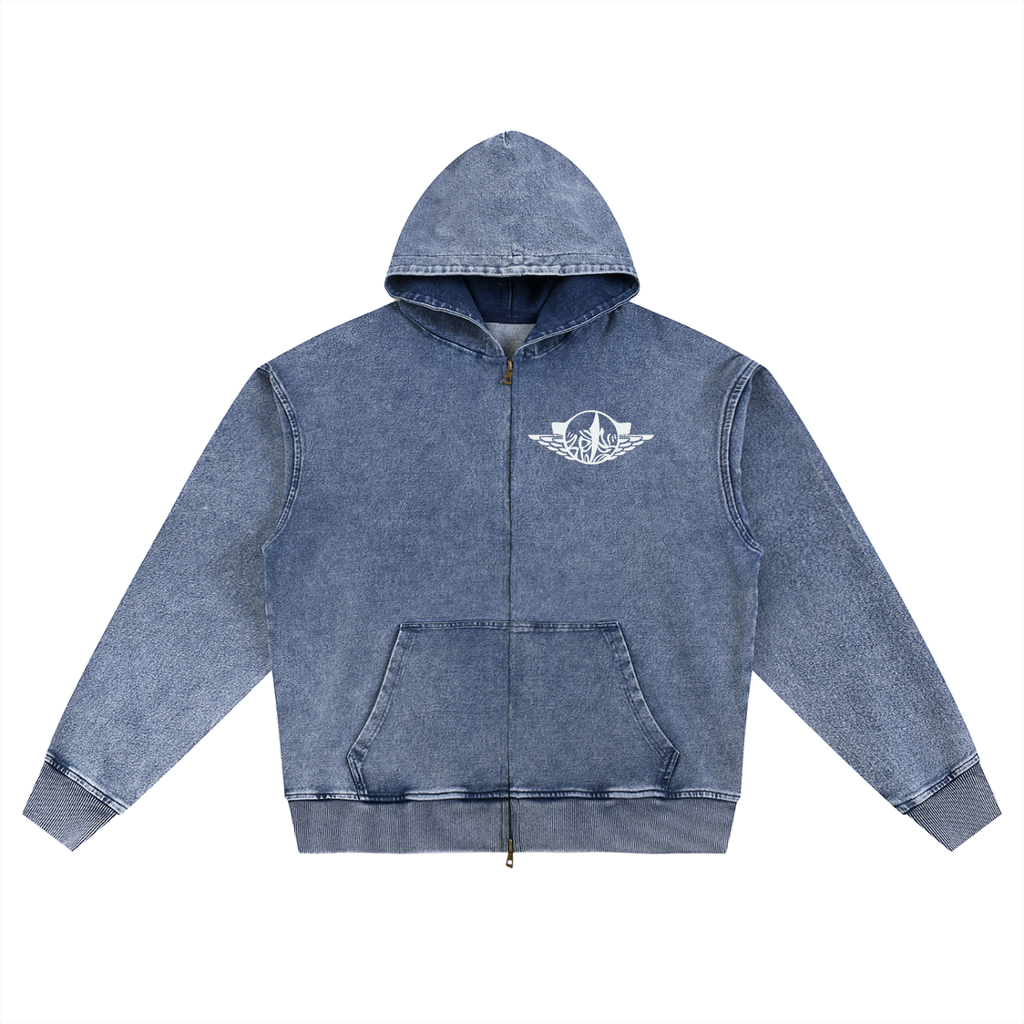 Maui graffiti designSnow Wash Oversized Zip-Up Hoodie