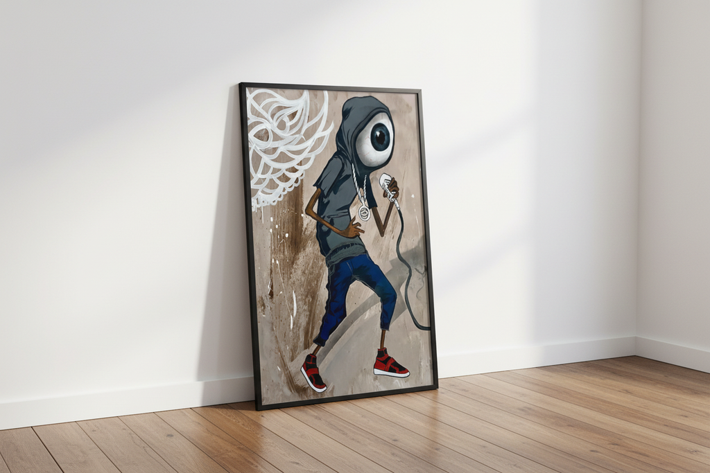Gallery style poster leaning against wall