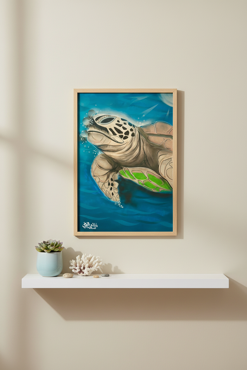 Minimalist Detail Shot with Breathing Honu